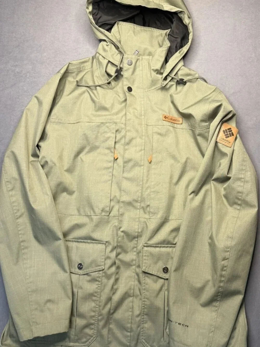 Columbia Omni-Tech Interchange Jacket Mens L Green Waterproof Shell Hood